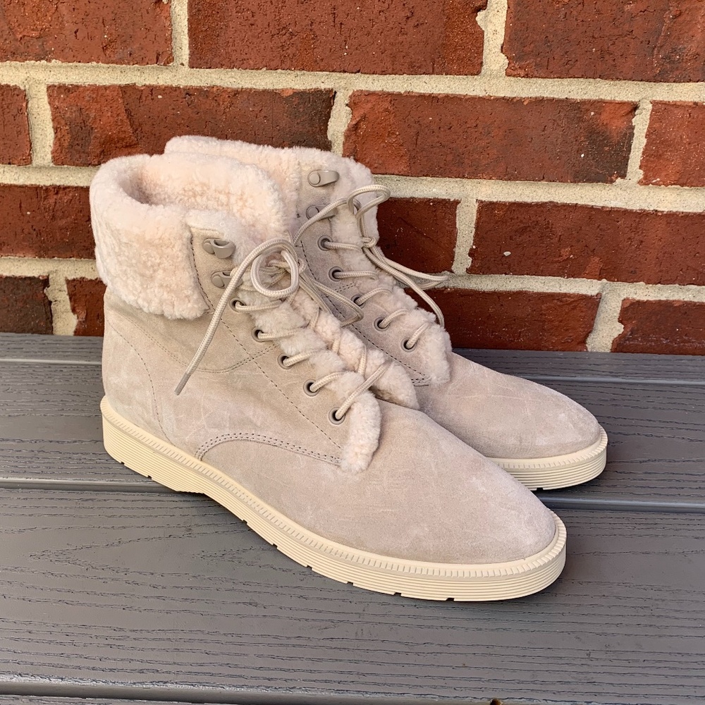 Vince Hayes Lamb Fur Lined Suede Booties